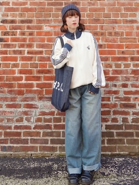 「アイテム（ジャージ）」を使った、Megchuさん（レディース・155cm）の秋コーディネート