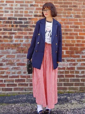 「アイテム（スカート）」を使った、Megchuさん（レディース・155cm）の春コーディネート