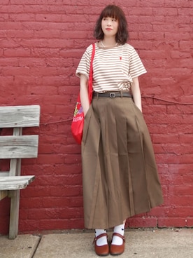 「FRUIT OF THE LOOM（フルーツオブザルーム）のアイテム」を使った、Megchuさん（レディース・155cm）の秋コーディネート