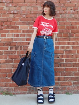 「アイテム（スカート）」を使った、Megchuさん（レディース・155cm）の夏コーディネート