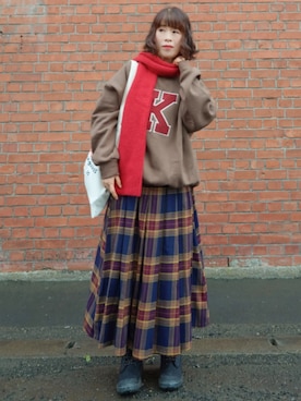 「アイテム（スウェット）」を使った、Megchuさん（レディース・155cm）の秋コーディネート