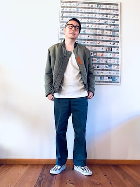 「Buzz Rickson's（バズリクソンズ）のアイテム（MA-1）」を使った、Fujioさん（メンズ・165cm）の冬コーディネート