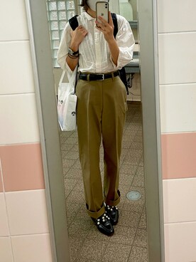 「THE SHINZONE（ザ　シンゾーン）のハイウエストチノパンツ（チノパンツ）」を使った、偲央さん（レディース・165cm）の秋コーディネート