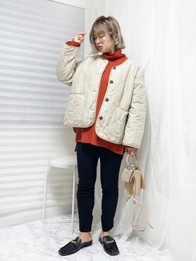 「春ニット」｜「アイテム（ノーカラージャケット）」を使った、おしゃれ豆知識💡のSERINAさん（レディース・163cm）の春コーディネート