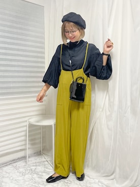 「sakishimatokyo（サキシマトーキョー）のアイテム（サロペット/オーバーオール）」を使った、おしゃれ豆知識💡のSERINAさん（レディース・163cm）の秋コーディネート