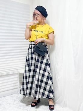 「ロンクスカート」｜「アイテム（腕時計）」を使った、おしゃれ豆知識💡のSERINAさん（レディース・163cm）の夏コーディネート