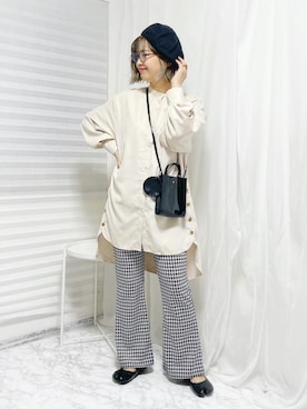 「チドリ柄」｜「アイテム（ハンチング/ベレー帽）」を使った、おしゃれ豆知識💡のSERINAさん（レディース・163cm）の秋コーディネート