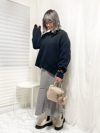 GRL（グレイル）の「千鳥柄ベルト付き裾切替マーメードジャンパー