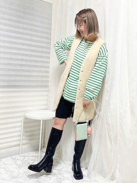 「c.u.l（シーユーエル）のアイテム（パンツ）」を使った、おしゃれ豆知識💡のSERINAさん（レディース・163cm）の春コーディネート