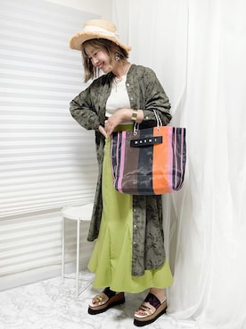 「麦わら帽子」｜「アイテム（シャツワンピース）」を使った、おしゃれ豆知識💡のSERINAさん（レディース・163cm）の春コーディネート