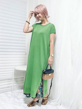 「aquagarage（アクアガレージ）のアイテム（ワンピース）」を使った、おしゃれ豆知識💡のSERINAさん（レディース・163cm）の夏コーディネート