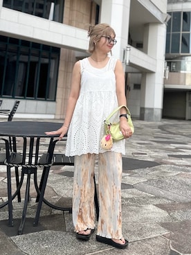 「アイテム（ピアス（両耳用））」を使った、おしゃれ豆知識💡のSERINAさん（レディース・164cm）の夏コーディネート