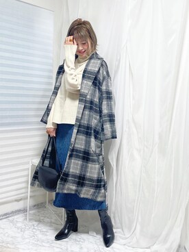 「ECRIRE（エクリール）のアイテム（チェスターコート）」を使った、おしゃれ豆知識💡のSERINAさん（レディース・163cm）の秋コーディネート