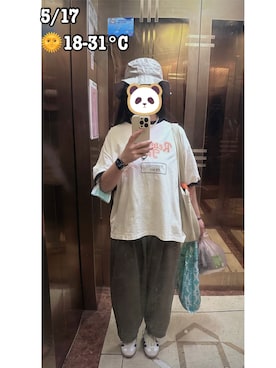 「OZOC（オゾック）のアイテム（帽子）」を使った、ジェーン ちゃんさん（レディース・158cm）の夏コーディネート