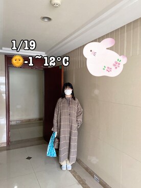 「アイテム（ステンカラーコート、ブラウン系）」を使った、ジェーン ちゃんさん（レディース・158cm）の冬コーディネート