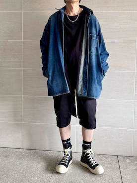 「アイテム（スラックス、ブラック系）」を使った、hirotakaさん（メンズ・173cm）の秋コーディネート