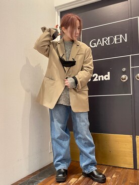「DANKE SCHON（ダンケシェーン）のアイテム（テーラードジャケット）」を使った、IZUHARA MAYUさん（レディース・155cm）の冬コーディネート