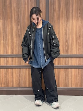 「アイテム（パンツ）」を使った、IZUHARA MAYUさん（レディース・155cm）の秋コーディネート