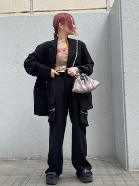 「DANKE SCHON（ダンケシェーン）のアイテム（テーラードジャケット）」を使った、IZUHARA MAYUさん（レディース・155cm）の春コーディネート