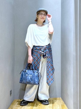 「アイテム（ハンチング/ベレー帽）」を使った、マキ（JEANASiS）さん（レディース・165cm）の夏コーディネート