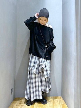 「アイテム（ニットキャップ/ビーニー）」を使った、マキ（JEANASiS）さん（レディース・165cm）の夏コーディネート