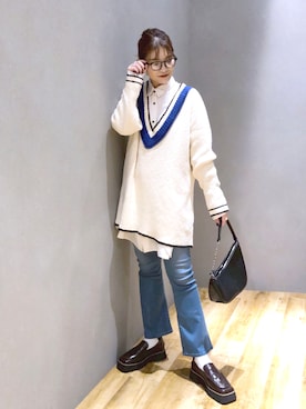 「JEANASIS（ジーナシス）のアイテム（ローファー）」を使った、マキ（JEANASiS）さん（レディース・165cm）の夏コーディネート