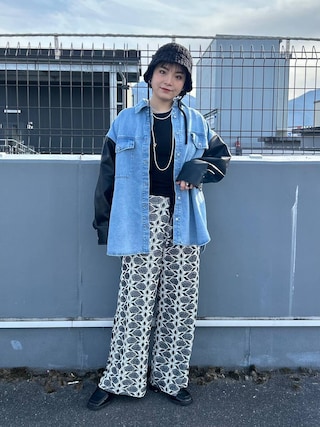 JEANASISジーナシス【Les Fleurs】アソートニットストレートパンツ JEANASISジーナシス【Les Fleurs】アソートニットストレート
