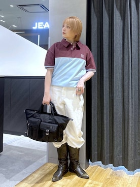 「JEANASIS（ジーナシス）のローグミドルウエスタンブーツ【抗菌防臭テープ付き】/637649（ブーツ、ブラック系）」を使った、マキ（JEANASiS）さん（レディース・165cm）の春コーディネート