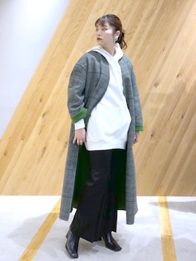 「JEANASIS（ジーナシス）のアイテム（ノーカラーコート）」を使った、マキ（JEANASiS）さん（レディース・165cm）の秋コーディネート
