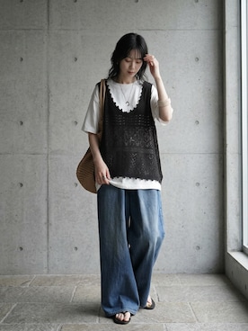 「レイヤードコーデ」｜antiquaさん（レディース・154cm）の夏コーディネート
