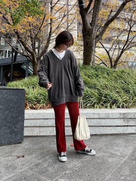 「antiqua」｜「アイテム（スウェット）」を使った、antiquaさん（レディース・166cm）の冬コーディネート