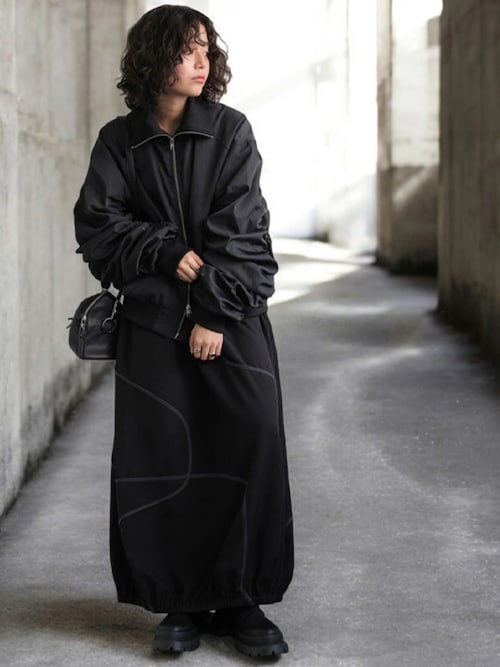 2025AW ラトータリテ　洗えるギャザーブルゾン　ブラック ギャザードローコードブルゾン(on4612047/on4676234) reca レカ