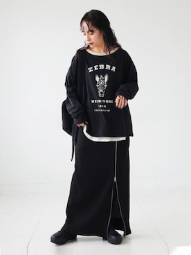 「アイテム（Tシャツ/カットソー、その他）」を使った、antiquaさん（レディース・152cm）の冬コーディネート