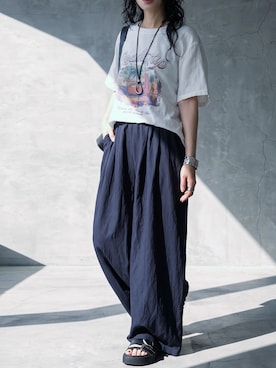 「antiqua（アンティカ）のアイテム（その他パンツ）」を使った、antiquaさん（レディース・154cm）の夏コーディネート