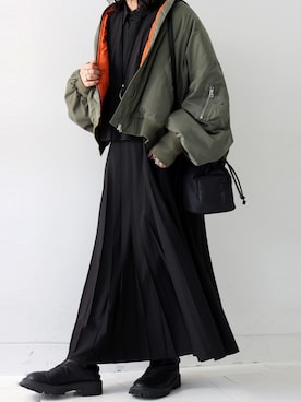 「シャツワンピース」｜「アイテム（ジャケット/アウター）」を使った、antiquaさん（レディース・154cm）の冬コーディネート