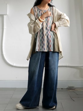 「アイテム（タンクトップ、グリーン系）」を使った、antiquaさん（レディース・154cm）の夏コーディネート