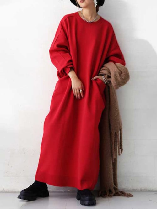 スポンジニットワンピース（ワンピース）｜antiqua（アンティカ