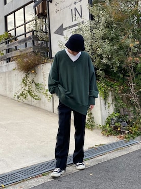 「antiqua」｜「アイテム（スウェット）」を使った、antiquaさん（メンズ・158cm）の冬コーディネート