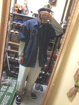 「ﾋﾞｯｸﾞｼﾙｴｯﾄ」｜「アイテム（帽子）」を使った、Akiさん（メンズ・176cm）の秋コーディネート