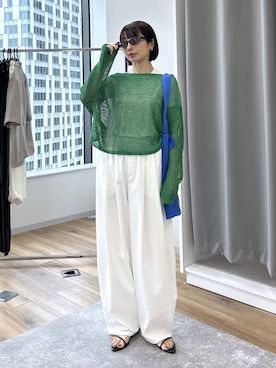「A part by（アパートバイ）の【UVカット】UVサングラス（サングラス、ブラウン系）」を使った、しまゆう / 47歳アパレル会社員さん（レディース・161cm）の春コーディネート