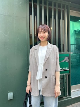 「A part by（アパートバイ）のApbカーブデニムパンツ（デニムパンツ、ブルー系）」を使った、しまゆう / 47歳アパレル会社員さん（レディース・161cm）の夏コーディネート