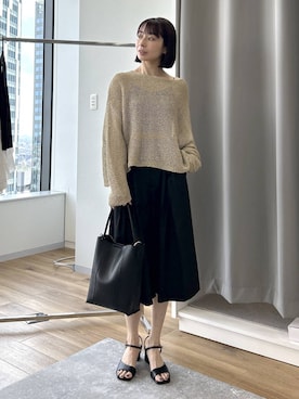 「Andemiu（アンデミュウ）のポーチツキワンショルダーBAG639654（ショルダーバッグ、ブラック系）」を使った、しまゆう / 47歳アパレル会社員さん（レディース・161cm）の夏コーディネート