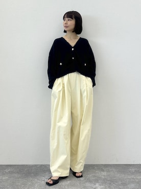 「A part by（アパートバイ）のツイードVカーディガン（カーディガン/ボレロ、ブルー系）」を使った、しまゆう / 47歳アパレル会社員さん（レディース・161cm）の春コーディネート