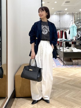 「A part by（アパートバイ）の【セレクト】AULENTTI_ベルトバッグ（ショルダーバッグ、ブラック系）」を使った、しまゆう / 47歳アパレル会社員さん（レディース・161cm）の春コーディネート