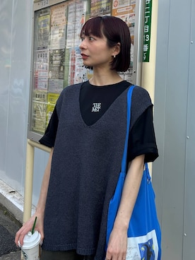 「A part by（アパートバイ）の≪追加2≫ペーパーユルニットノースリーブ（ニット/セーター、グレー系）」を使った、しまゆう / 47歳アパレル会社員さん（レディース・161cm）の春コーディネート