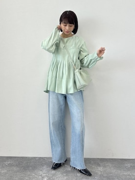 「A part by（アパートバイ）のチェーン2WAYBAG（ショルダーバッグ、グリーン系）」を使った、しまゆう / 47歳アパレル会社員さん（レディース・161cm）の春コーディネート