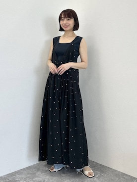 「A part by（アパートバイ）の【今年も登場！】ドットシシュウキャミワンピース（ワンピース、ブラック系）」を使った、しまゆう / 47歳アパレル会社員さん（レディース・161cm）の夏コーディネート