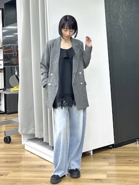 「A part by（アパートバイ）のApbカーブデニムパンツ（デニムパンツ、ブルー系）」を使った、しまゆう / 47歳アパレル会社員さん（レディース・161cm）の春コーディネート