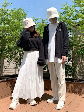 「Heather（ヘザー）のアイテム（パーカー）」を使った、miyamaiさん（レディース・151cm）の秋コーディネート