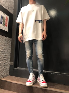 「B'2nd（ビーセカンド）のアイテム（スニーカー）」を使った、岡田さん（メンズ・172cm）の夏コーディネート